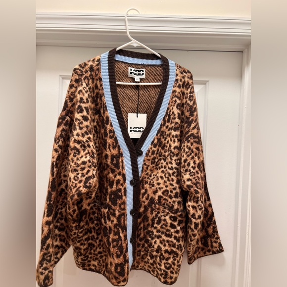 KBB by KAHLANA “The Slouchy Cardigan” Tan Leopard Size XL - Picture 6 of 8